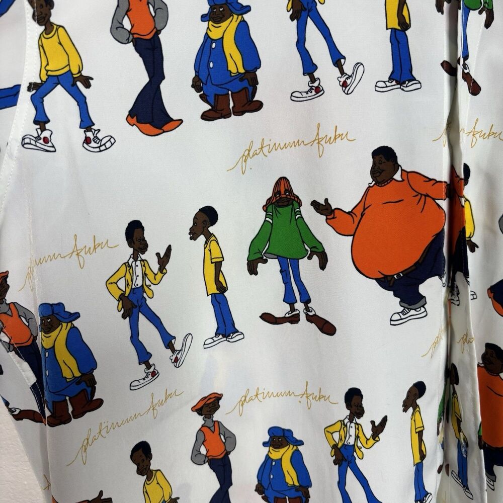 VINTAGE PLATINUM FUBU FAT ALBERT & GANG BUTTON SHIRT XXL - Picture 3 of 9